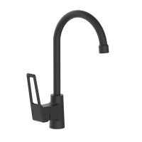 Смеситель д/кухни шар. с высоким изливом, креп.гайка, цвет черный матовый Турмалин 423535 d25 АНТЕЙ® 1/10