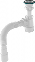 Сифон 1 1/2*40 с гофрой 40*40/50 Aquant S0115 белый 1/35