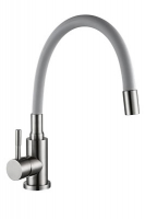 Смеситель  Ломонд д/кухни шар. с гибким силикон. изливом серый 11322 нержав.сталь GOLDEN FOX 1/10 ХИТ