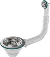 Перелив д/мойки гибкий 3 1/2 круглый, вертикальный Aquant NV320БЕЛ-40PS 1/40