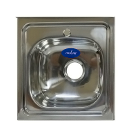 Мойка нерж.сталь накладная 0,6мм 50*50 вып. 3 1/2 с сифоном гл.16см.