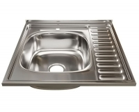Мойка накладная 0,6мм 600*600мм.L гл.16см вып 3 1/2, с сифоном MIXLINE