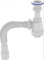 Сифон 1 1/2"х40 с гофрой, с пласт.реш. 40х40/50 Aquant PS0115 / 35