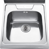 Мойка накладная 0,6мм 500*600мм. гл.16см. вып. 3 1/2 матовая, с сифоном  0.6/160 Gota Rocio (10)		