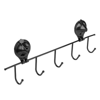 Крючки на планке 5шт на присоске Air-lock UI-1004 черный Sakura