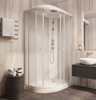 Душ.каб.120*80*210 низкий поддон, матовый зад, матовый перед, б/болт.соединение, белый профиль EF1231R PARLY (5 частей)