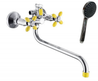 Смеситель д/ванны с 2-мя рукоятками с изливом S-30см, с цвет.након.и ручк. желтый Радуга 2270712 АНТЕЙ 1/10