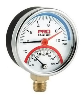 Термоманометр радиал. d= 63мм 10 bar  1/4" PF SG 872-10 (0-120oC)