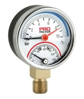 Термоманометр радиал. d= 53мм 6 bar  1/4" PF SG 870-6 (0-120oC)