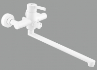 Смеситель д/ванны шар. с длинным изливом перекл.душа  G016095 нерж.сталь Black&White белый GOTA ROCIO® 1/10