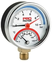Термоманометр радиал. d= 53мм 4 bar  1/4" PF SG 870-4 (0-120oC)