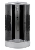 Душ.каб.900*900*2150 ср.акр.поддон 26см,мозайка прозр стекло зад. ст - черн  NG-3504-14BLACK 