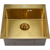 Мойка премиум нерж.сталь 3мм 500*500 с сифоном Золото Golden Fox