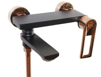 Смеситель Сноудония д/ванны шар. с коротким изливом 10913 черный с роз. золотом GOLDEN FOX 1/10