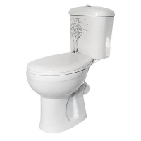 Унитаз-компакт Дора белый гор.выпуск Декор березка, монокороб Стандарт  (г.Ст.Оскол)