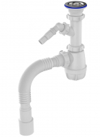 Сифон 1 1/2*40 с гофрой 40*40/50 с мет.реш. с носиком Aquant В1025 1/30 (аналог C0315)
