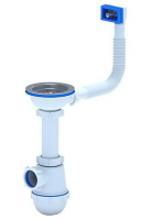 Сифон Грот 3 1/2*40 с переливом гибким, прямоуг. Ани Пласт А0145S 1/10 (523123)