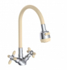 Смеситель д/кухни с 2-мя рукоятками, с силиконовым изливом, креп.гайка, бежевый Радуга 5770718 АНТЕЙ 1/10