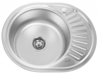 Мойка врезная 0,8мм 450*570мм. лев гл.18см вып 3 1/2 матовая, с сифоном 0.8/180 1Р (12)