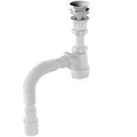 Сифон 1 1/4*40 с гофрой 40*40/50 донный клапан клик-клак с встроенным переливом Aquant S4015 1/30