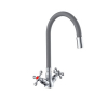 Смеситель д/кухни с 2-мя рукоятками с высоким силиконовым изливом, креп. гайка G095538 серый Ривьера GOTA ROCIO® 1/10