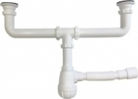 Сифон 1 1/2*40 двойной с гофрой 40*40/50 Aquant D0115 1/18