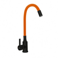 Смеситель д/кухни с гибким оранжево-черным силиконовым изливом Графика 016092 нержав.сталь GOTA ROCIO® 1/10