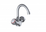 Смеситель д/кухни с 2-мя рукоятками с высоким изливом, креп.гайка Луна 107336 АНТЕЙ 1/10