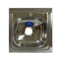 Мойка нерж.сталь накладная 0,8мм 50*50 вып. 3 1/2 с сифоном гл.18см. 