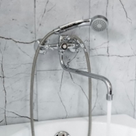 Смеситель д/ванны с 2-мя рукоятками с изливом S-30см, с перекл. душа Классик 227065 АНТЕЙ 1/10