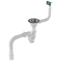 Сифон 3 1/2*40 прямоточный с ревизией, с переливом, прямоуг. с гофрой 40*40/50 Aquant UB0148 1/20