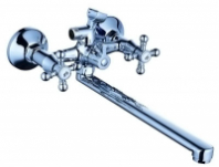 Смеситель д/ванны с 2-мя рукоятками с изливом L-30см, с перекл. душа Дельта 237333 АНТЕЙ 1/10