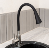 Смеситель д/кухни шар. с силиконовым изливом Мармелад черный 572576 нерж.сталь АНТЕЙ 1/10