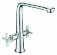 Смеситель Оксфорд д/кухни с 2-мя рукоятками, с высоким изливом 11630 латунь GOLDEN FOX 1/10