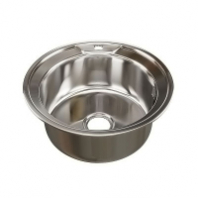 Мойка нерж.сталь врезная круг. 0,6мм д. 490, вып 3 1/2, гл.17см. с сифоном (15)