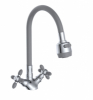 Смеситель д/кухни с 2-мя рукоятками, с силиконовым изливом, креп.гайка, серый Радуга 5770719 АНТЕЙ 1/10