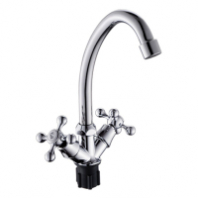 Смеситель д/кухни с 2-мя рукоятками с высоким изливом, креп.гайка Классик 497065 АНТЕЙ® 1/10