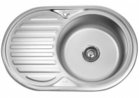 Мойка врезная 0,8мм 770*500мм. прав гл.18см вып 3 1/2 глянцевая, с сифоном (12)