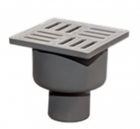 Трап вертикальный 50 с сухим затвором пласт. 100*100мм. серый внутр.канал. РосТурПласт