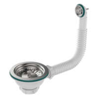 Перелив д/мойки гибкий 3 1/2 круглый, вертикальный Aquant NV320БЕЛ-40PS 1/40