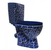 Унитаз-компакт Лира синий кракелюр с арматурой, кос. вып., ниж. подв., антивсплеск, сиденье полипропилен (г.Киров)