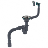 Сифон 3 1/2*40 прямоточный с ревизией мет.реш, с прямоуг/круг переливом, 40х40/50 ГРАНИТ Aquant UB0198 1/20