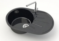 Мойка Касандра (черн.) глянец 730x450x210 с сифоном GOTA ROCIO																