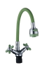 Смеситель д/кухни с 2-мя рукоятками, с силиконовым изливом, креп.гайка, зеленый Радуга 5770714 АНТЕЙ 1/10 