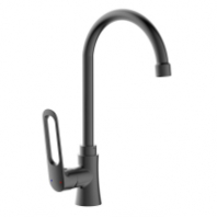 Смеситель д/кухни шар. с высоким изливом, креп.гайка, цвет серый матовый Базальт 323535 d25 АНТЕЙ® 1/10