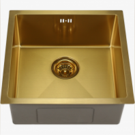 Мойка премиум подст.монтаж нерж.сталь 3мм 500*440 с сифоном, коландером Золото GOLDEN FOX®