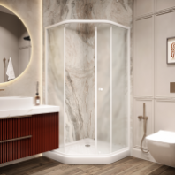 Душ.ограждение 90*90*197 низкий поддон, мат.стекло, сифон ZEP91FR PARLY (2 части)