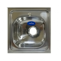 Мойка нерж.сталь накладная 0,6мм 50*50 вып. 3 1/2 с сифоном гл.16см.