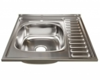 Мойка накладная 0,6мм 600*600мм.L гл.16см вып 3 1/2, с сифоном MIXLINE