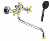 Смеситель д/ванны с 2-мя рукоятками с изливом S-30см, с цвет.након.и ручк. желтый Радуга 2270712 АНТЕЙ 1/10